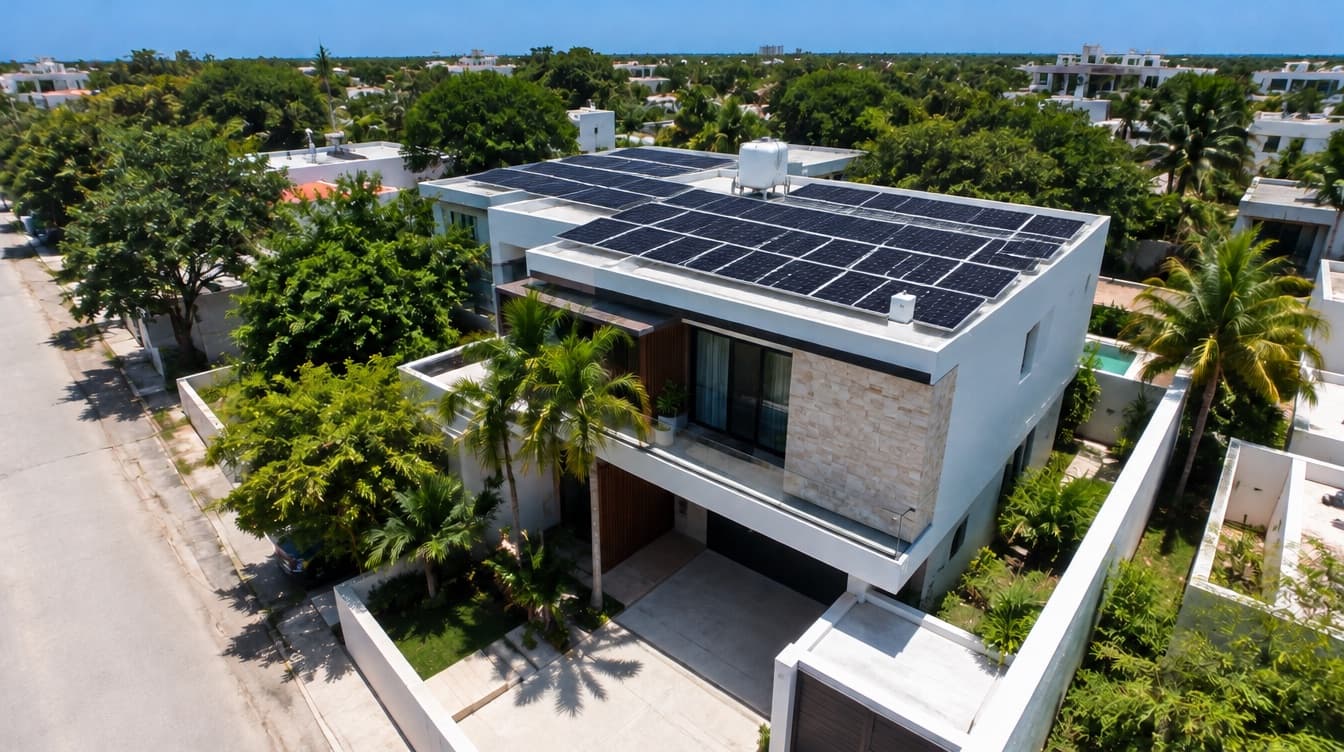 Casa con paneles solares SUNEX